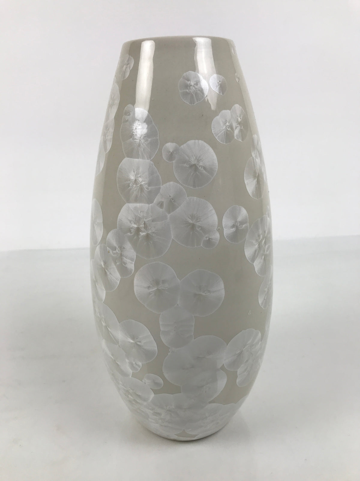 Japanese Porcelain Flower Vase Ikebana Kabin Crystalline Glaze White FK271-KT - Vase-chidorivintage.com