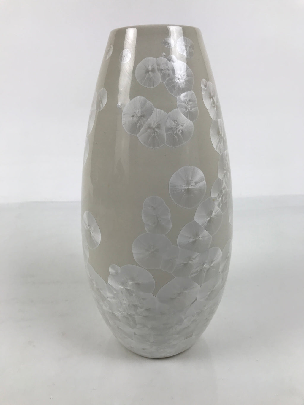 Japanese Porcelain Flower Vase Ikebana Kabin Crystalline Glaze White FK271-KT - Vase-chidorivintage.com