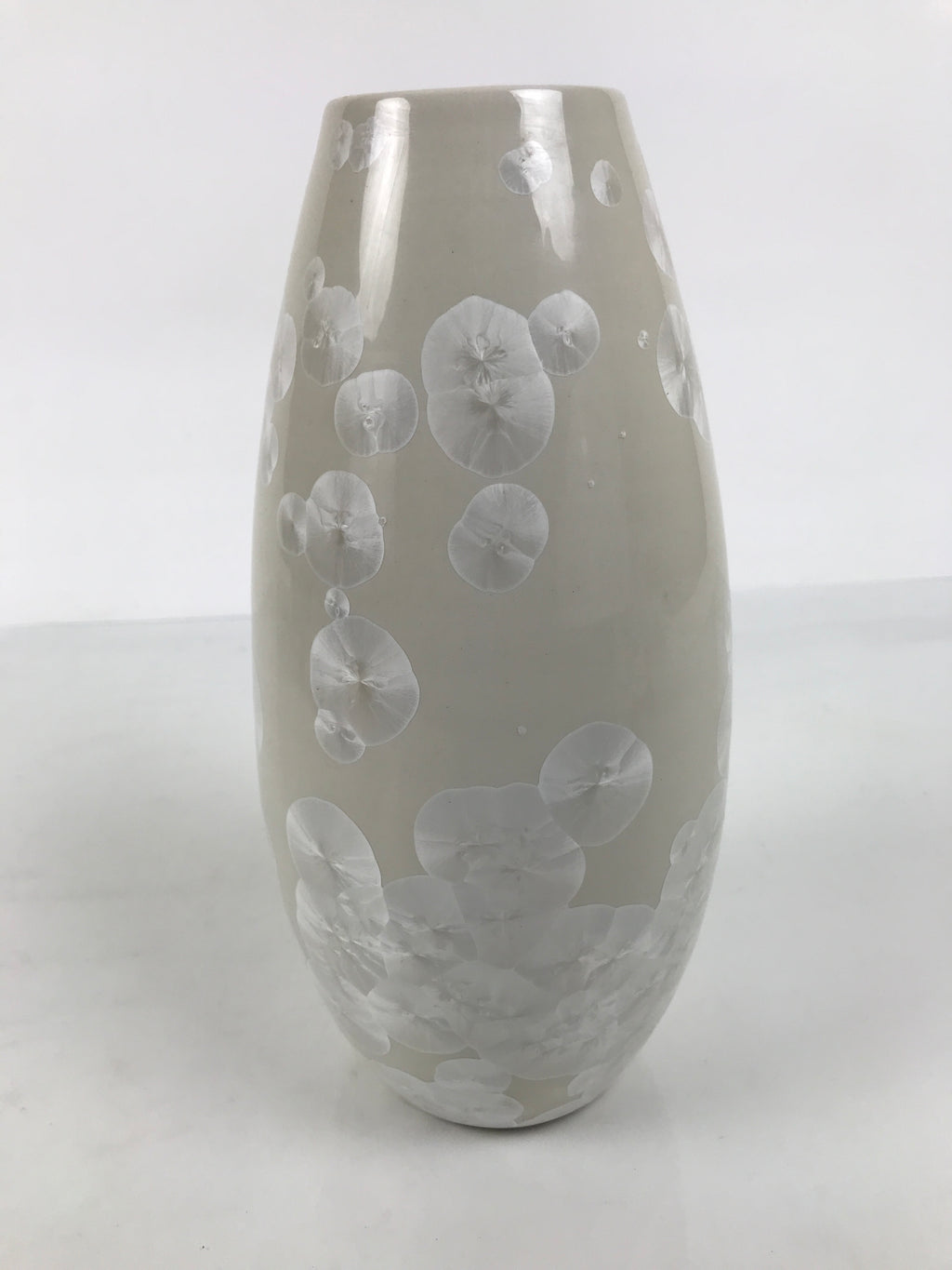 Japanese Porcelain Flower Vase Ikebana Kabin Crystalline Glaze White FK271-KT - Vase-chidorivintage.com