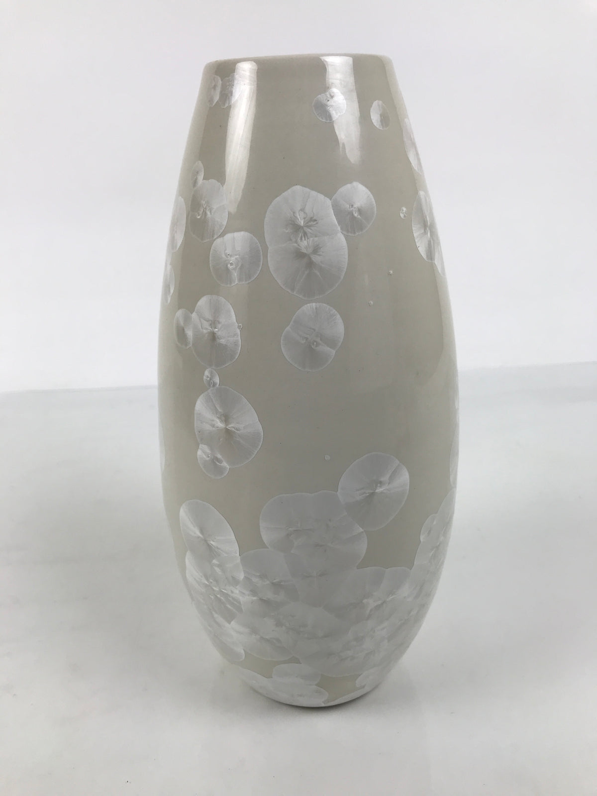 Japanese Porcelain Flower Vase Ikebana Kabin Crystalline Glaze White FK271-KT - Vase-chidorivintage.com