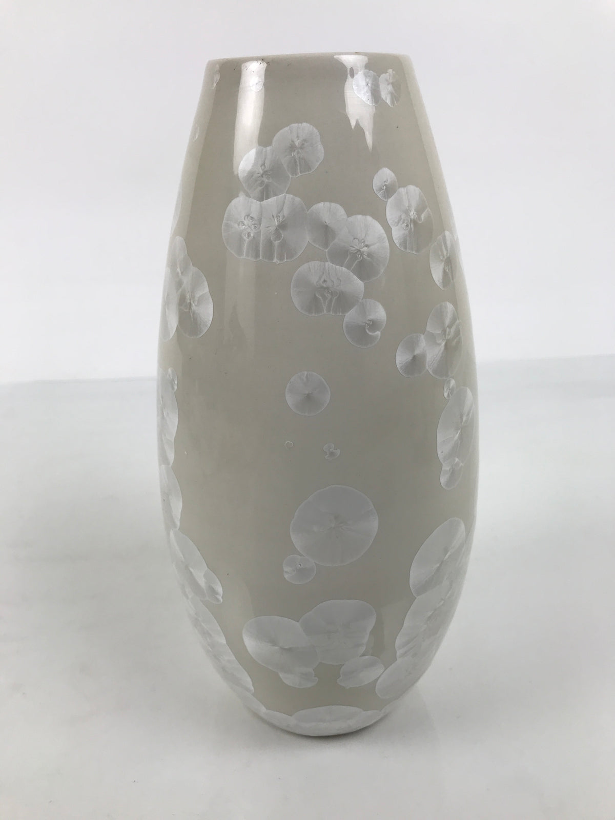 Japanese Porcelain Flower Vase Ikebana Kabin Crystalline Glaze White FK271-KT - Vase-chidorivintage.com