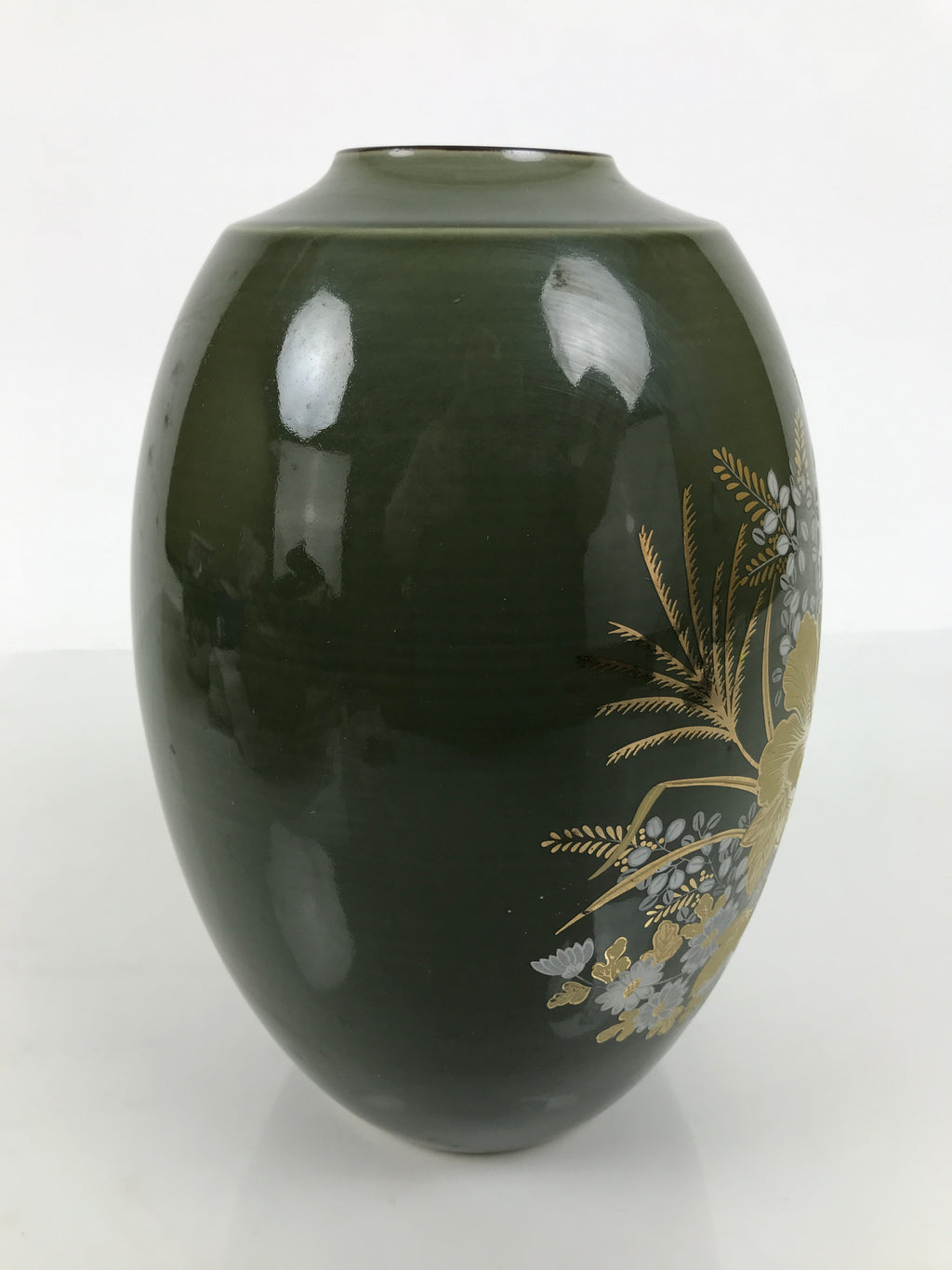 Japanese Kutani ware Porcelain Flower Vase Vtg Ikebana Kabin Floral Green FK272-KT - Vase-chidorivintage.com