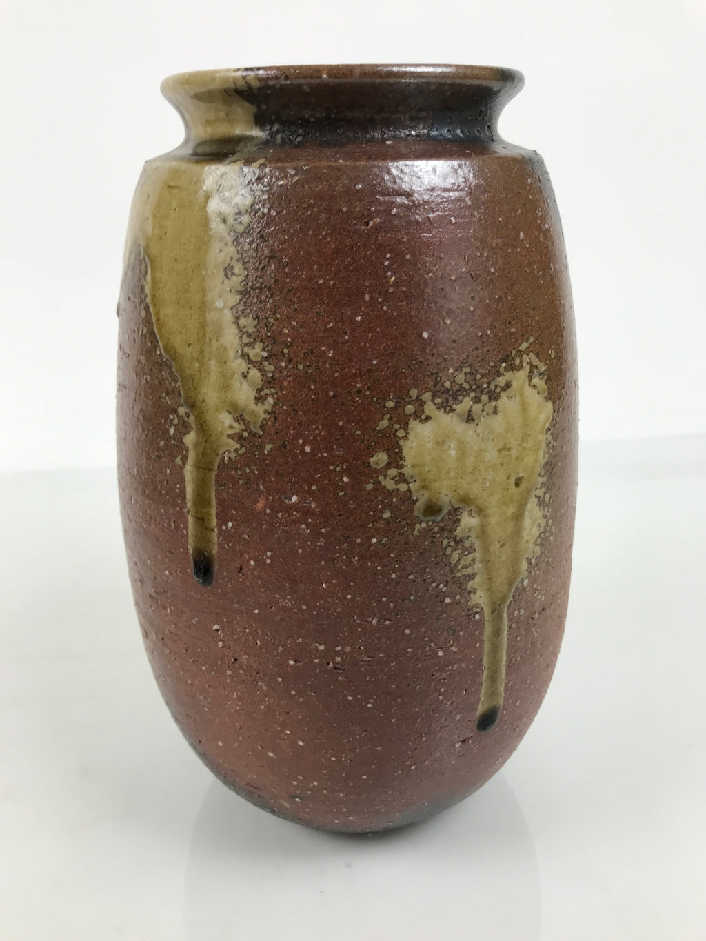 Japanese Ceramic Flower Vase Vtg Ikebana Kabin Brown Ash Glaze Pottery FK273-KT - Vase-chidorivintage.com