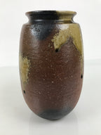 Japanese Ceramic Flower Vase Vtg Ikebana Kabin Brown Ash Glaze Pottery FK273-KT - Vase-chidorivintage.com