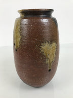 Japanese Ceramic Flower Vase Vtg Ikebana Kabin Brown Ash Glaze Pottery FK273-KT - Vase-chidorivintage.com