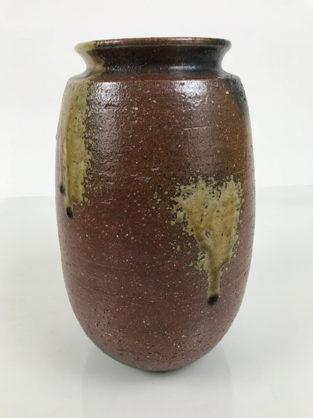 Japanese Ceramic Flower Vase Vtg Ikebana Kabin Brown Ash Glaze Pottery FK273-KT - Vase-chidorivintage.com