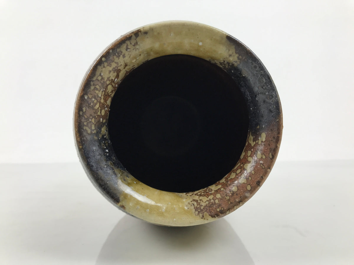 Japanese Ceramic Flower Vase Vtg Ikebana Kabin Brown Ash Glaze Pottery FK273-KT - Vase-chidorivintage.com