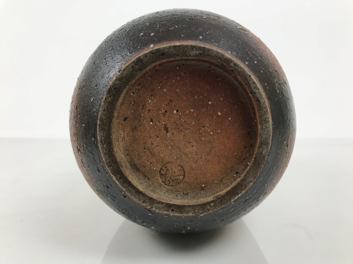 Japanese Ceramic Flower Vase Vtg Ikebana Kabin Brown Ash Glaze Pottery FK273-KT - Vase-chidorivintage.com