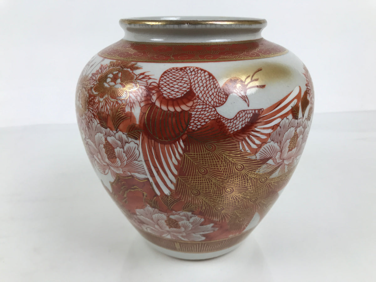 Japanese Kutani ware Porcelain Flower Vase Ikebana Kabin Floral Bird Red FK274-KT - Vase-chidorivintage.com