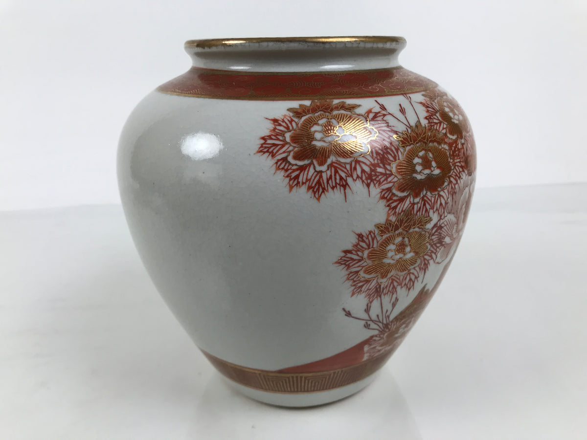 Japanese Kutani ware Porcelain Flower Vase Ikebana Kabin Floral Bird Red FK274-KT - Vase-chidorivintage.com