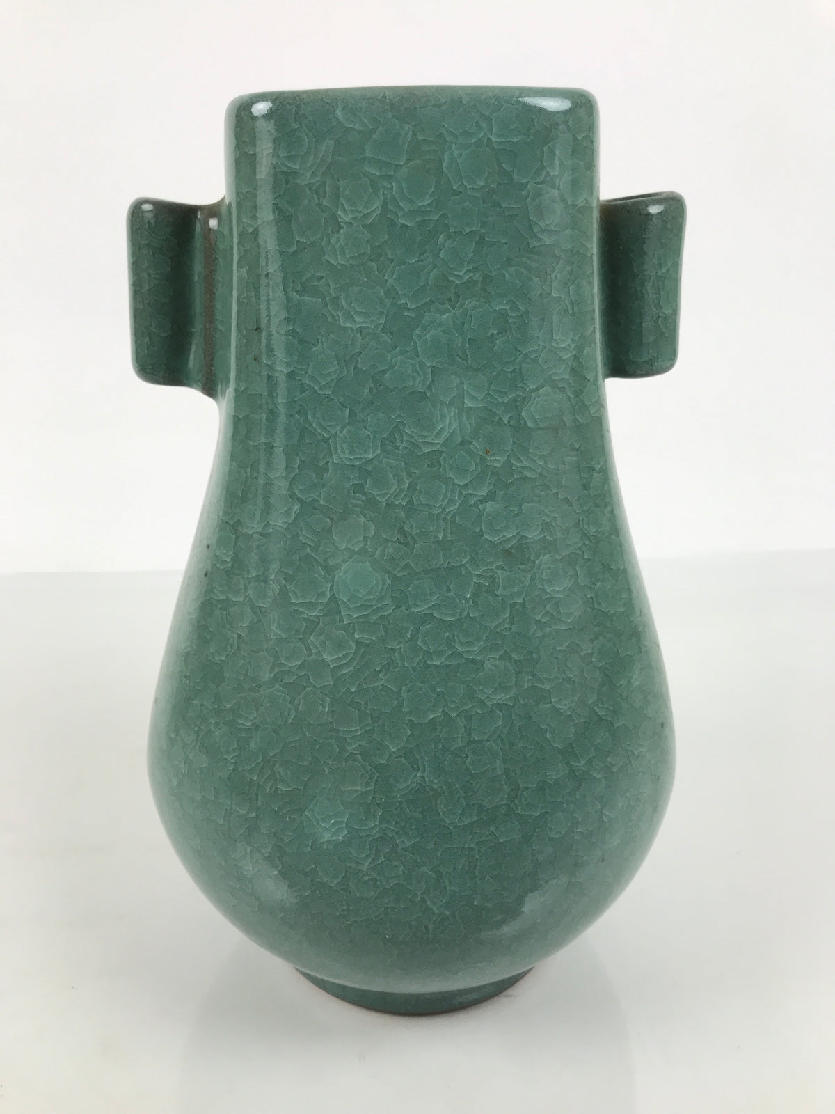Japanese Ceramic Flower Vase Vtg Ikebana Kabin Green Celadon Crackle Glaze FK275-KT - Vase-chidorivintage.com