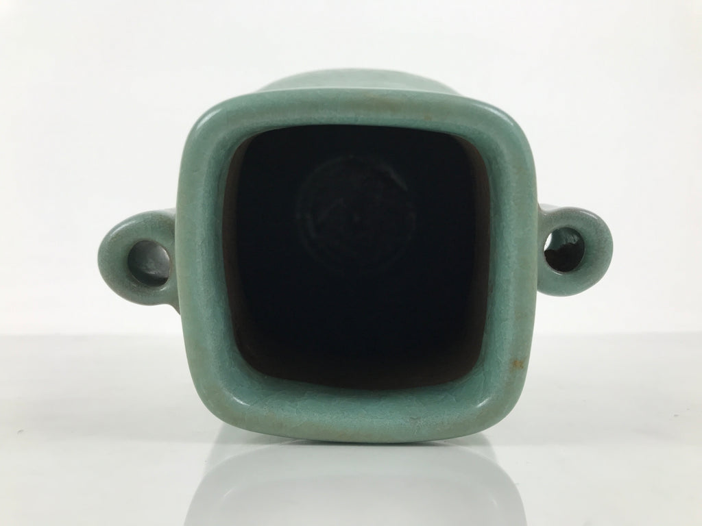 Japanese Ceramic Flower Vase Vtg Ikebana Kabin Green Celadon Crackle Glaze FK275-KT - Vase-chidorivintage.com
