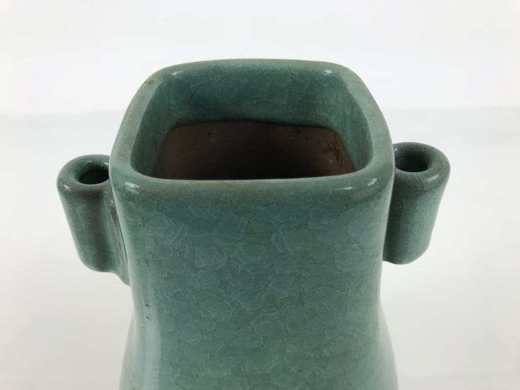 Japanese Ceramic Flower Vase Vtg Ikebana Kabin Green Celadon Crackle Glaze FK275-KT - Vase-chidorivintage.com