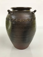 Japanese Ceramic Flower Vase Vtg Ikebana Kabin Pot Jar Ash Glaze Brown FK277-KT - Vase-chidorivintage.com