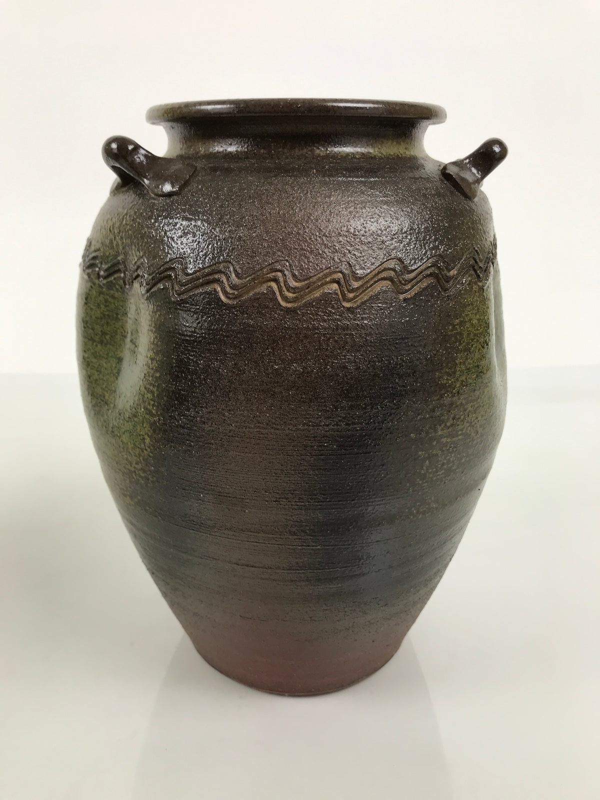 Japanese Ceramic Flower Vase Vtg Ikebana Kabin Pot Jar Ash Glaze Brown FK277-KT - Vase-chidorivintage.com