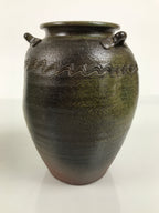 Japanese Ceramic Flower Vase Vtg Ikebana Kabin Pot Jar Ash Glaze Brown FK277-KT - Vase-chidorivintage.com