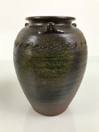 Japanese Ceramic Flower Vase Vtg Ikebana Kabin Pot Jar Ash Glaze Brown FK277-KT - Vase-chidorivintage.com