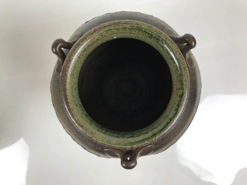 Japanese Ceramic Flower Vase Vtg Ikebana Kabin Pot Jar Ash Glaze Brown FK277-KT - Vase-chidorivintage.com
