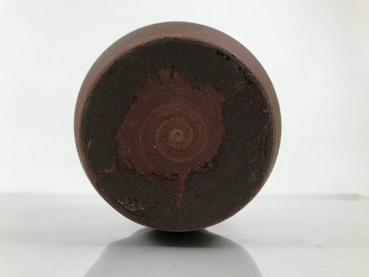 Japanese Ceramic Flower Vase Vtg Ikebana Kabin Pot Jar Ash Glaze Brown FK277-KT - Vase-chidorivintage.com