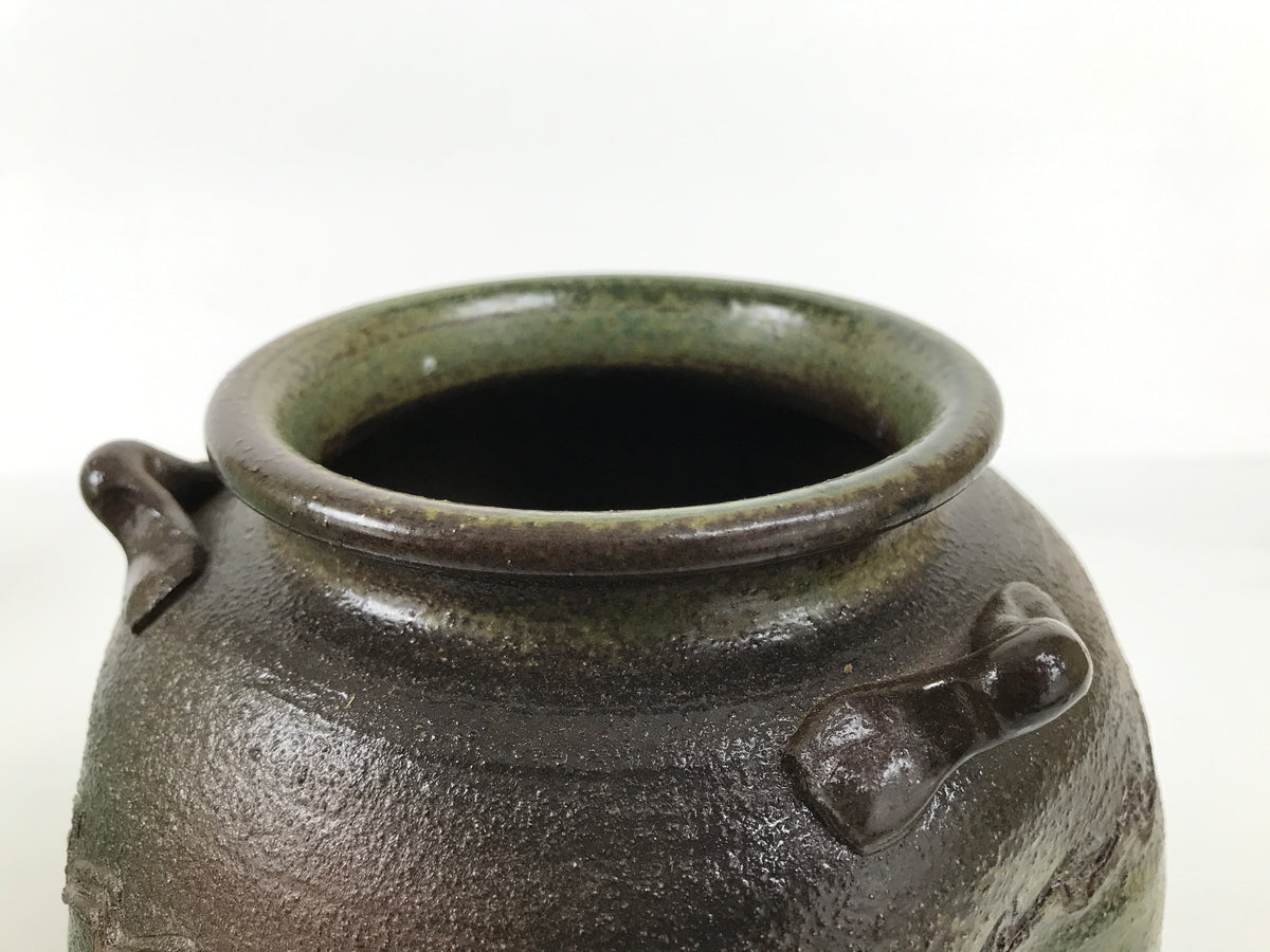 Japanese Ceramic Flower Vase Vtg Ikebana Kabin Pot Jar Ash Glaze Brown FK277-KT - Vase-chidorivintage.com