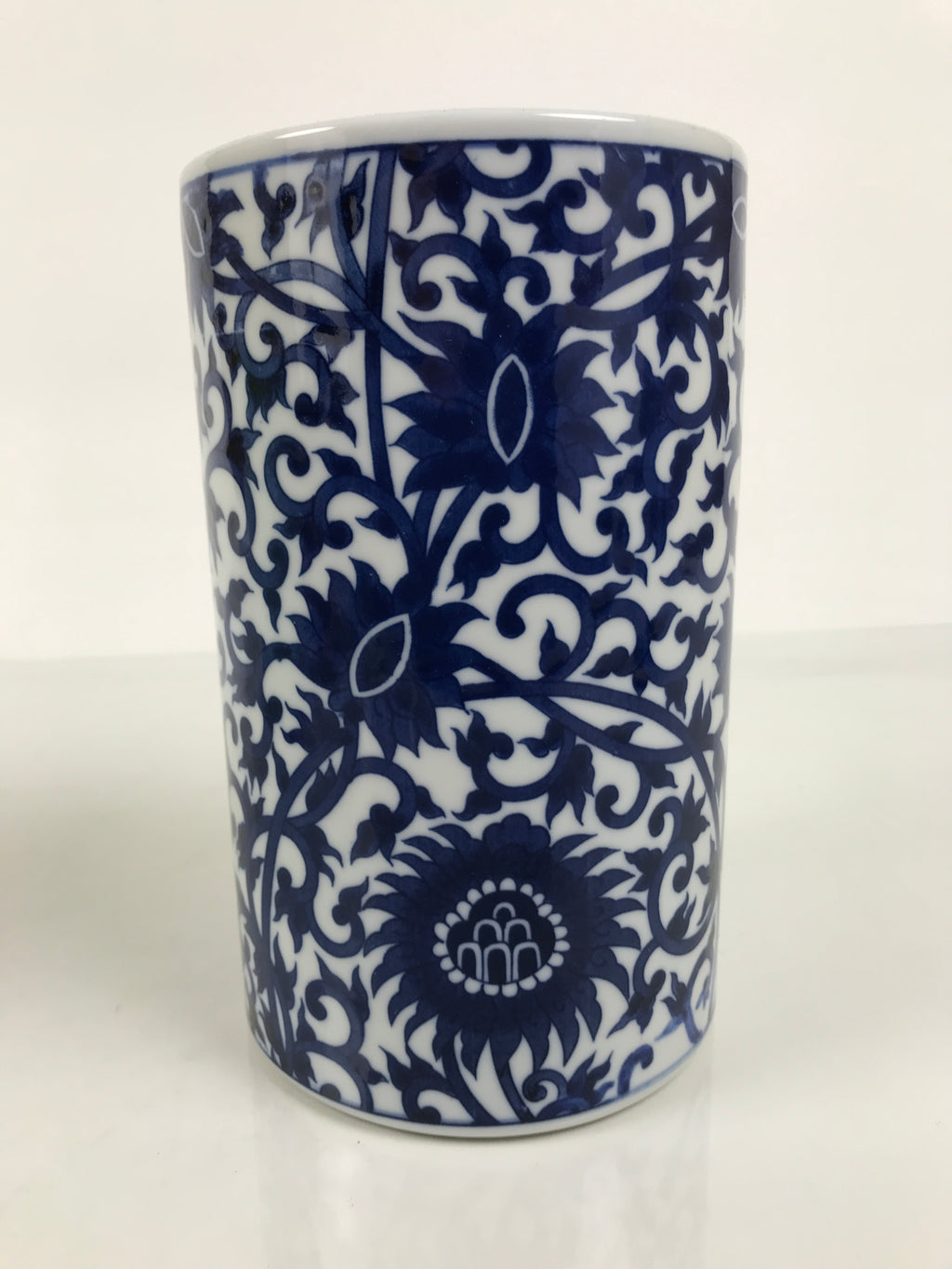 Japanese Porcelain Flower Vase Vtg Ikebana Kabin Blue White Floral Vine FK278-KT - Vase-chidorivintage.com