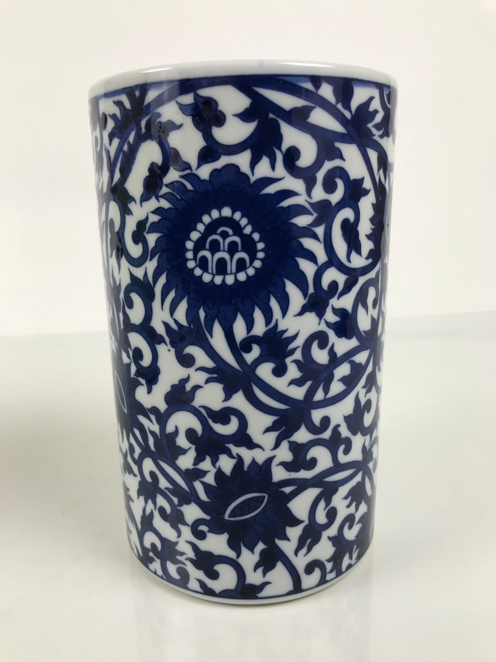 Japanese Porcelain Flower Vase Vtg Ikebana Kabin Blue White Floral Vine FK278-KT - Vase-chidorivintage.com