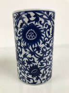 Japanese Porcelain Flower Vase Vtg Ikebana Kabin Blue White Floral Vine FK278-KT - Vase-chidorivintage.com