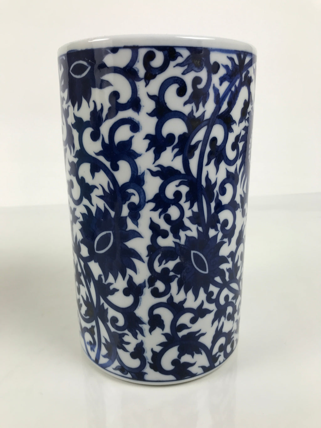 Japanese Porcelain Flower Vase Vtg Ikebana Kabin Blue White Floral Vine FK278-KT - Vase-chidorivintage.com
