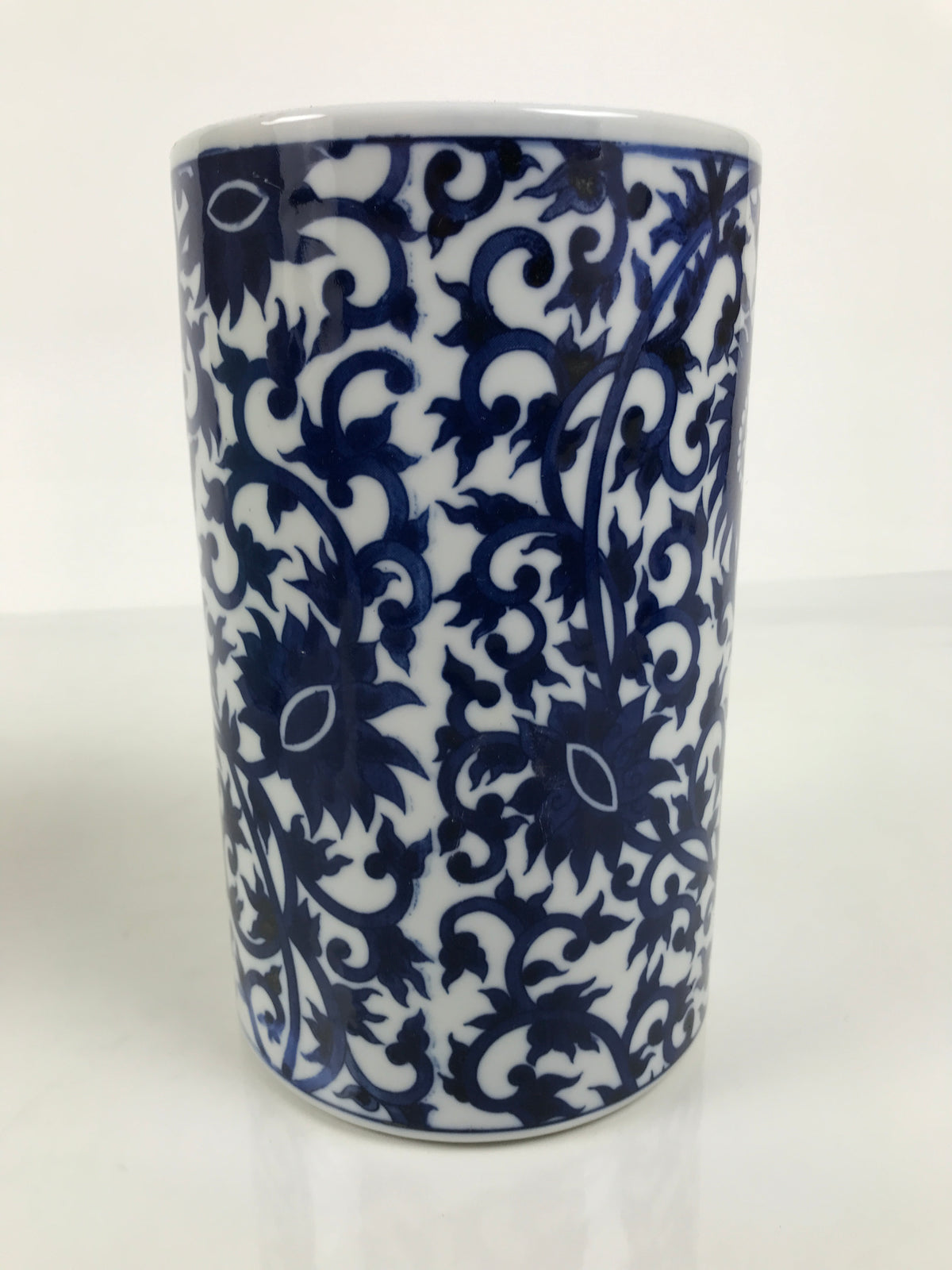 Japanese Porcelain Flower Vase Vtg Ikebana Kabin Blue White Floral Vine FK278-KT - Vase-chidorivintage.com