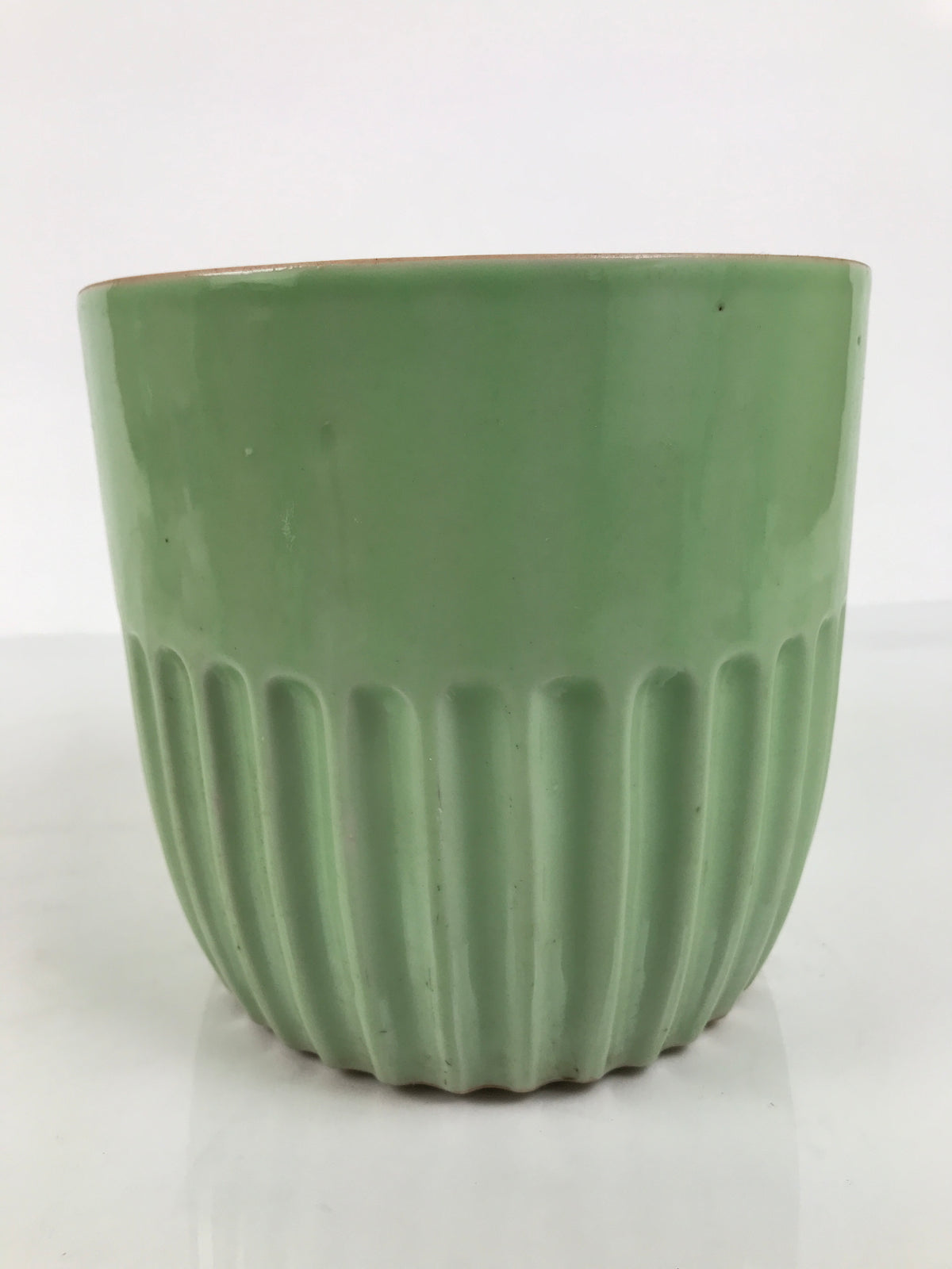 Japanese Celadon Porcelain Jar Vtg Seiji Pot Kame Groove Pale Green Y633-KT - Tea Ceremony-chidorivintage.com