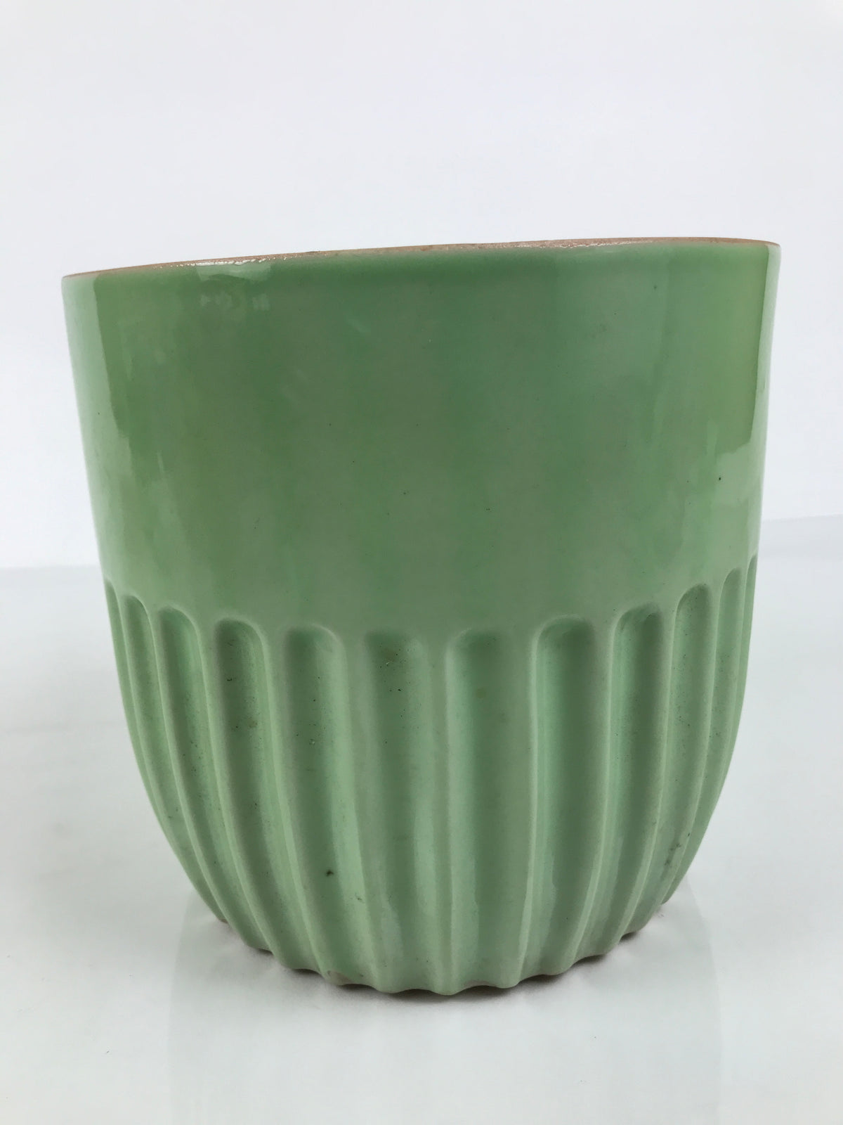 Japanese Celadon Porcelain Jar Vtg Seiji Pot Kame Groove Pale Green Y633-KT - Tea Ceremony-chidorivintage.com