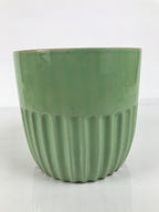 Japanese Celadon Porcelain Jar Vtg Seiji Pot Kame Groove Pale Green Y633-KT - Tea Ceremony-chidorivintage.com