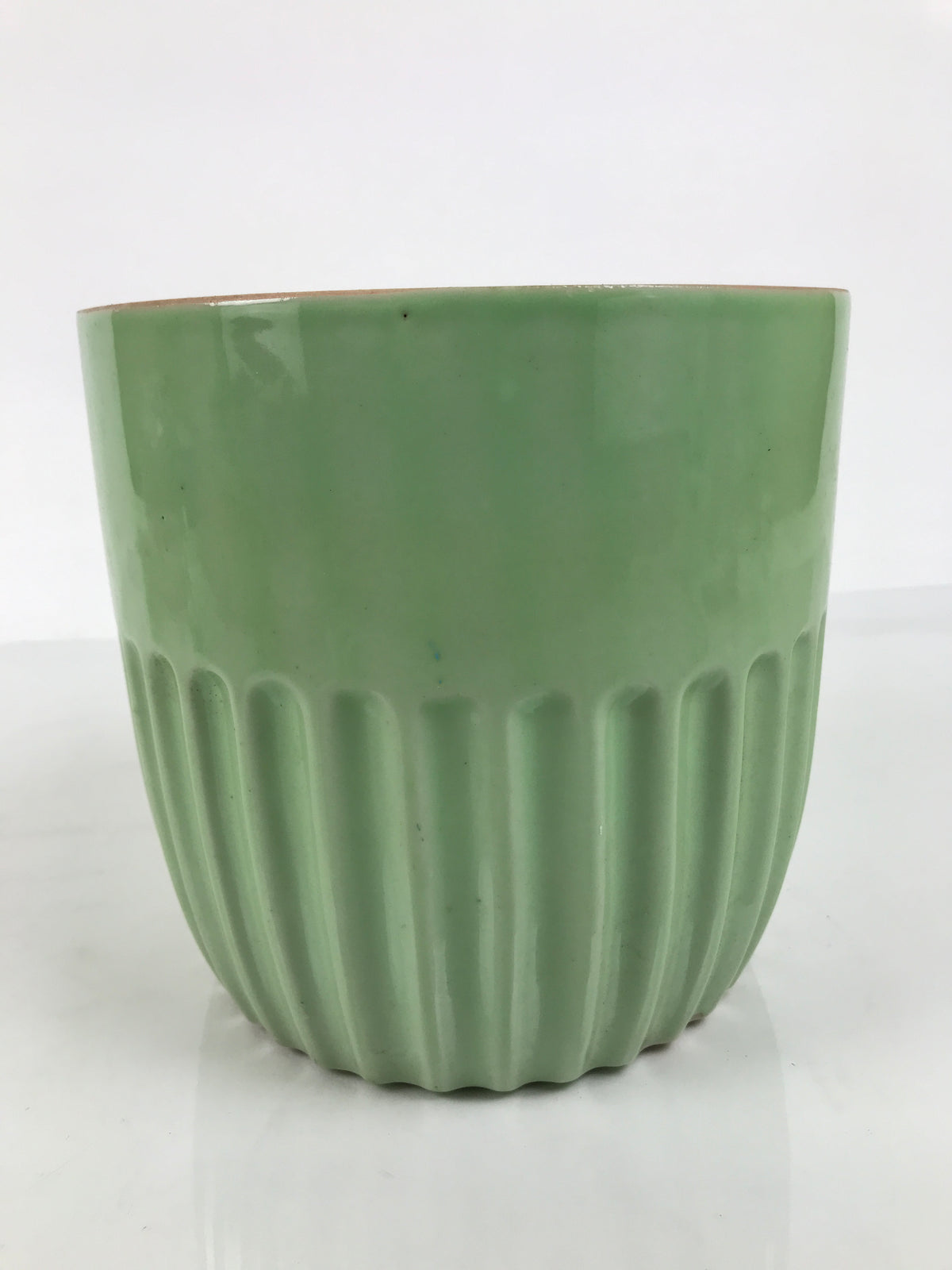 Japanese Celadon Porcelain Jar Vtg Seiji Pot Kame Groove Pale Green Y633-KT - Tea Ceremony-chidorivintage.com