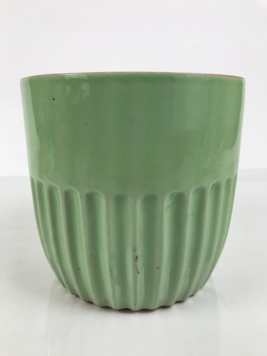 Japanese Celadon Porcelain Jar Vtg Seiji Pot Kame Groove Pale Green Y633-KT - Tea Ceremony-chidorivintage.com