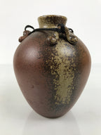 Japanese Ceramic Flower Vase Vtg Ikebana Kabin Hanging Ash Glaze Brown FK279-KT - Vase-chidorivintage.com