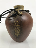 Japanese Ceramic Flower Vase Vtg Ikebana Kabin Hanging Ash Glaze Brown FK279-KT - Vase-chidorivintage.com