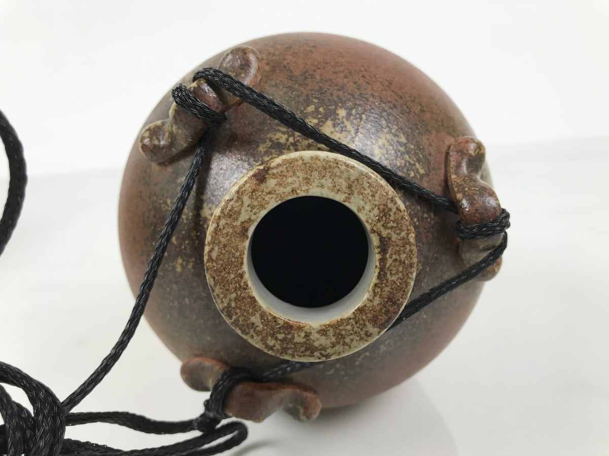 Japanese Ceramic Flower Vase Vtg Ikebana Kabin Hanging Ash Glaze Brown FK279-KT - Vase-chidorivintage.com