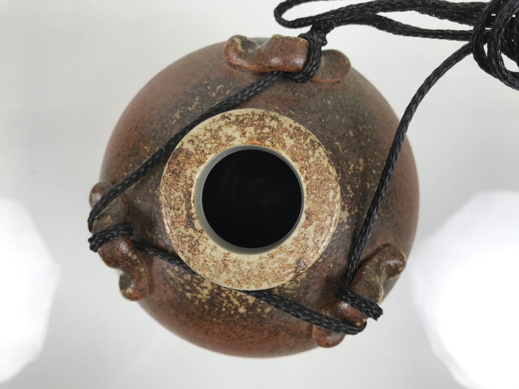 Japanese Ceramic Flower Vase Vtg Ikebana Kabin Hanging Ash Glaze Brown FK279-KT - Vase-chidorivintage.com