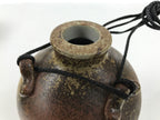 Japanese Ceramic Flower Vase Vtg Ikebana Kabin Hanging Ash Glaze Brown FK279-KT - Vase-chidorivintage.com