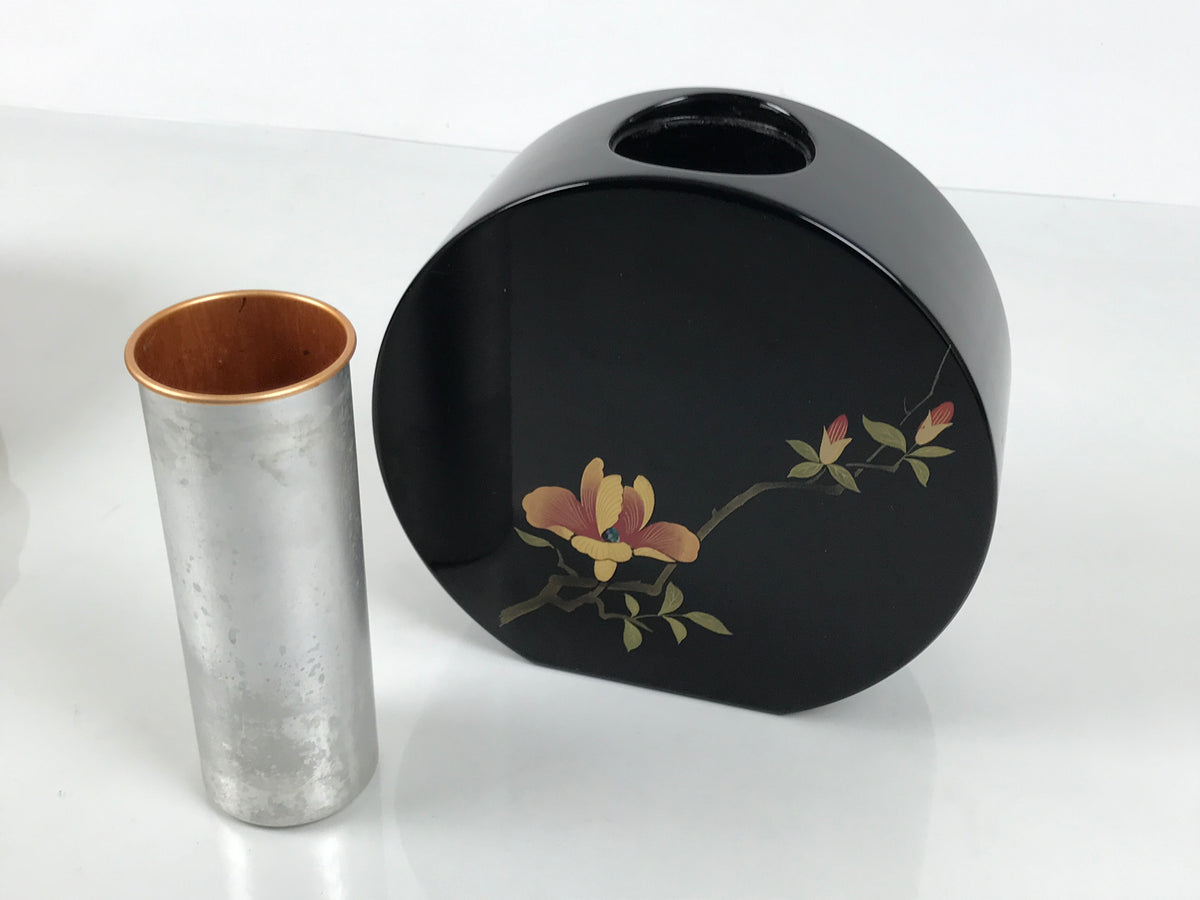 Japanese Lacquered Wood Flower Vase Vtg Kabin Makie Ikebana Arrangement FK280-KT - Vase-chidorivintage.com