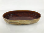 Japanese Ceramic Suiban Flower Vase Pottery Ikebana Accessory Brown Oval Y607-KT - Vase-chidorivintage.com