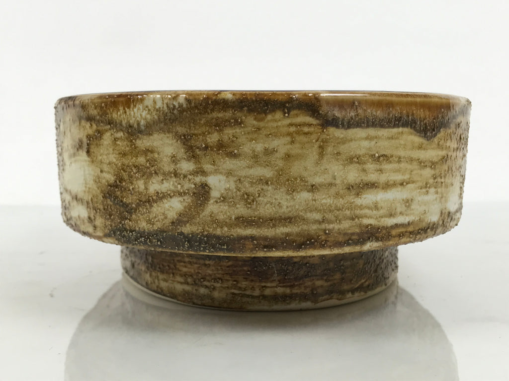 Japanese Ceramic Suiban Flower Vase Pottery Ikebana Accessory Brown Oval Y607-KT - Vase-chidorivintage.com