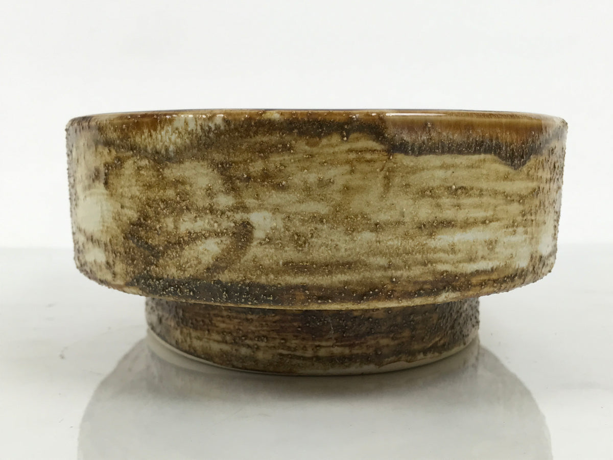 Japanese Ceramic Suiban Flower Vase Pottery Ikebana Accessory Brown Oval Y607-KT - Vase-chidorivintage.com