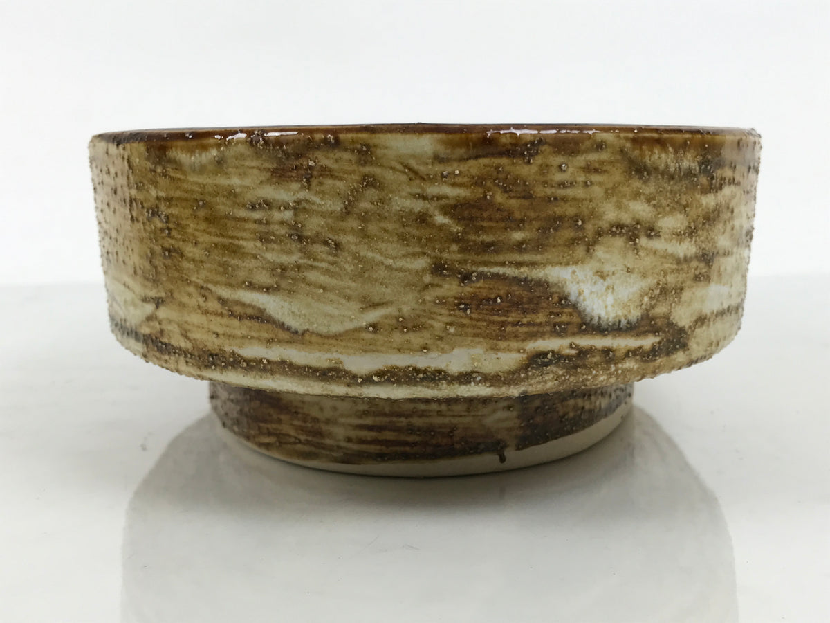 Japanese Ceramic Suiban Flower Vase Pottery Ikebana Accessory Brown Oval Y607-KT - Vase-chidorivintage.com