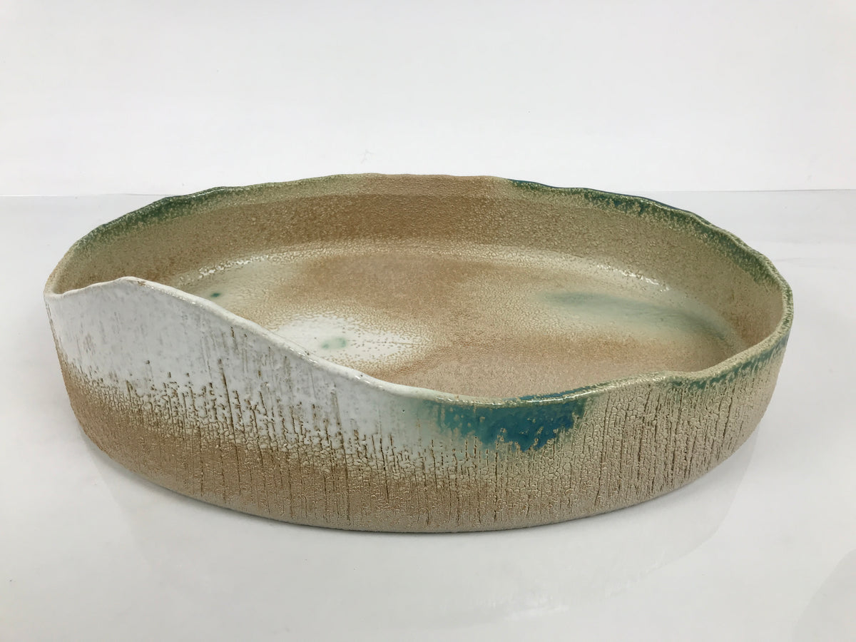 Japanese Ceramic Suiban Flower Vase Pottery Ikebana Accessory Mountain Oval Y608-KT - Vase-chidorivintage.com