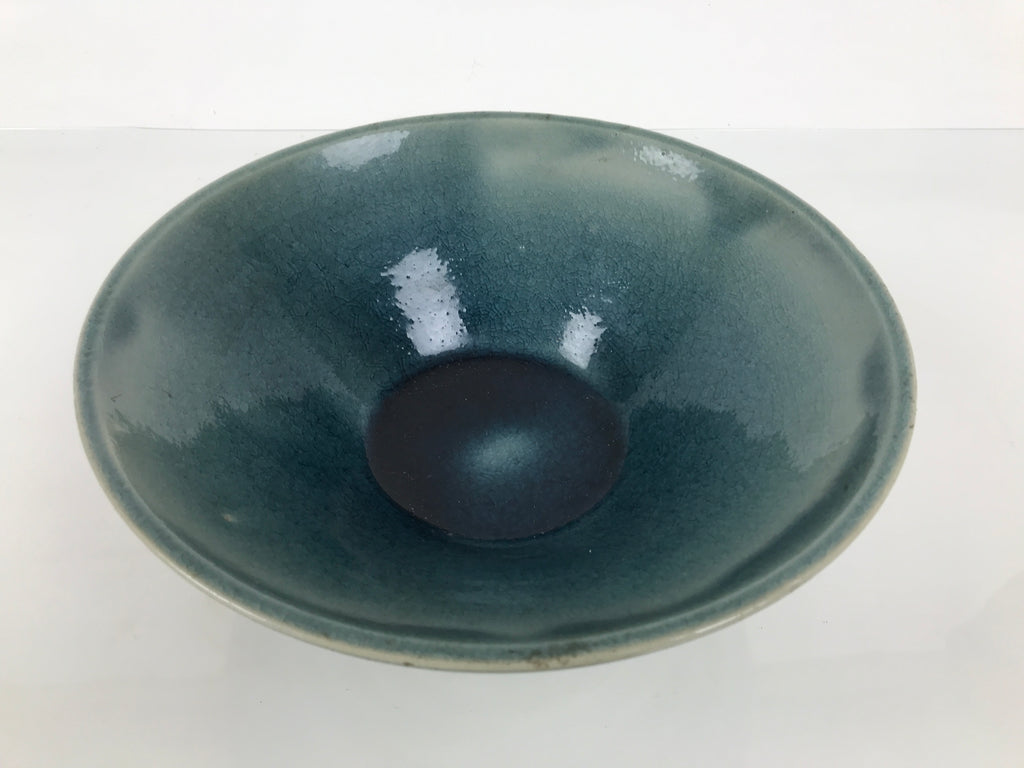 Japanese Ceramic Suiban Flower Vase Pottery Ikebana Accessory Round Blue Y611-KT - Vase-chidorivintage.com