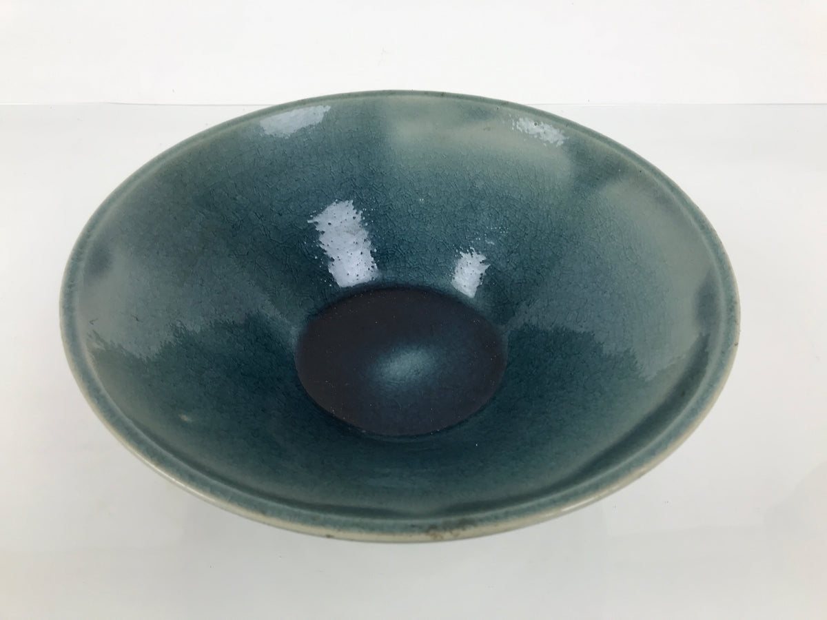 Japanese Ceramic Suiban Flower Vase Pottery Ikebana Accessory Round Blue Y611-KT - Vase-chidorivintage.com