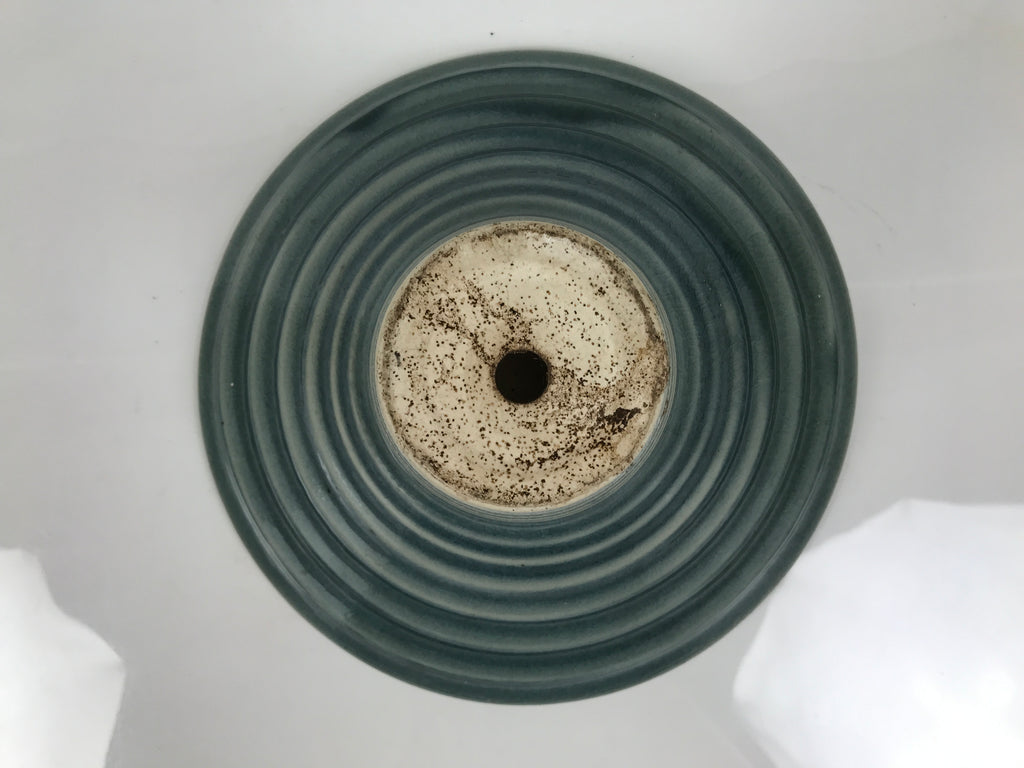 Japanese Ceramic Suiban Flower Vase Pottery Ikebana Accessory Round Blue Y611-KT - Vase-chidorivintage.com