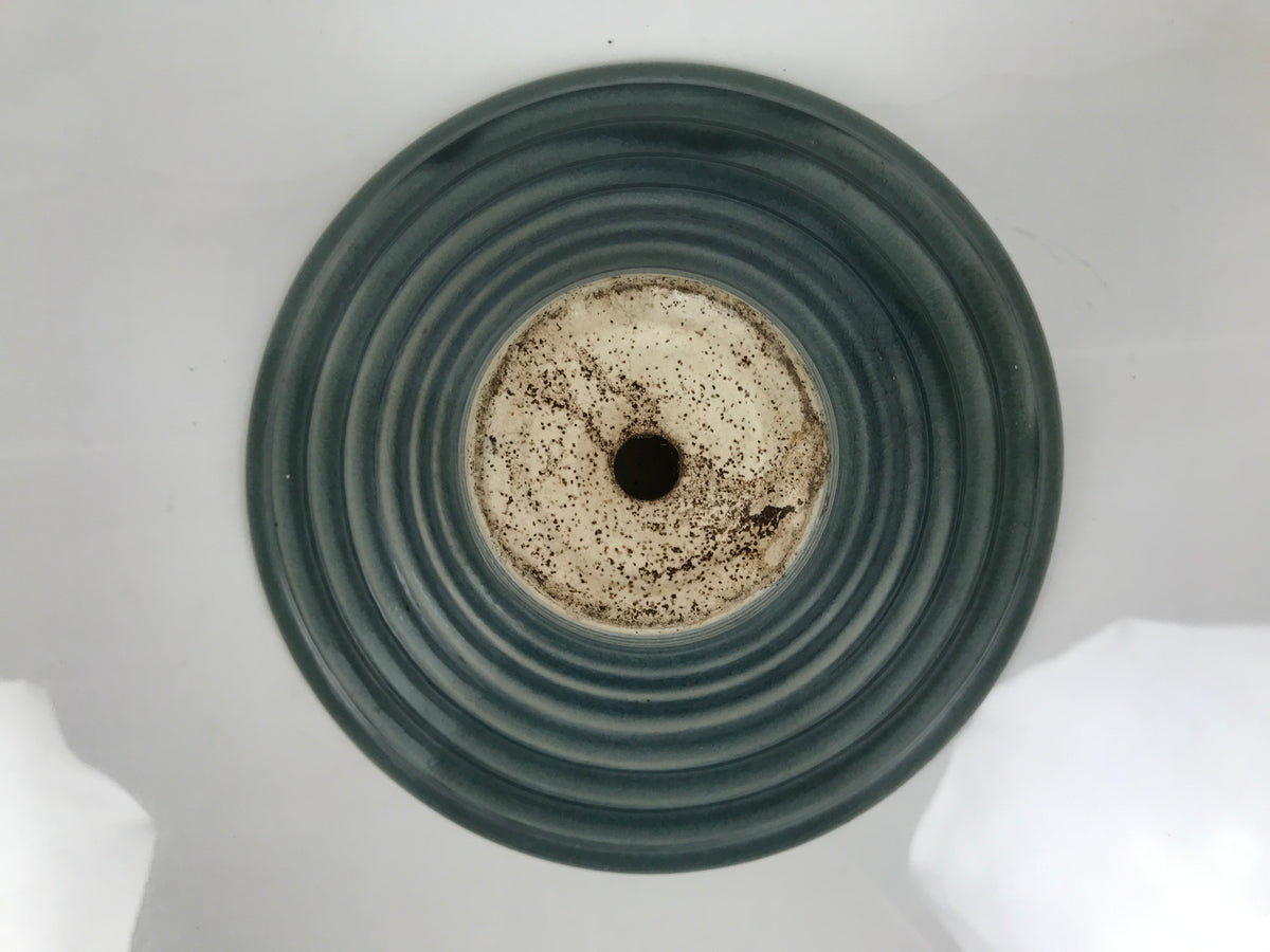 Japanese Ceramic Suiban Flower Vase Pottery Ikebana Accessory Round Blue Y611-KT - Vase-chidorivintage.com