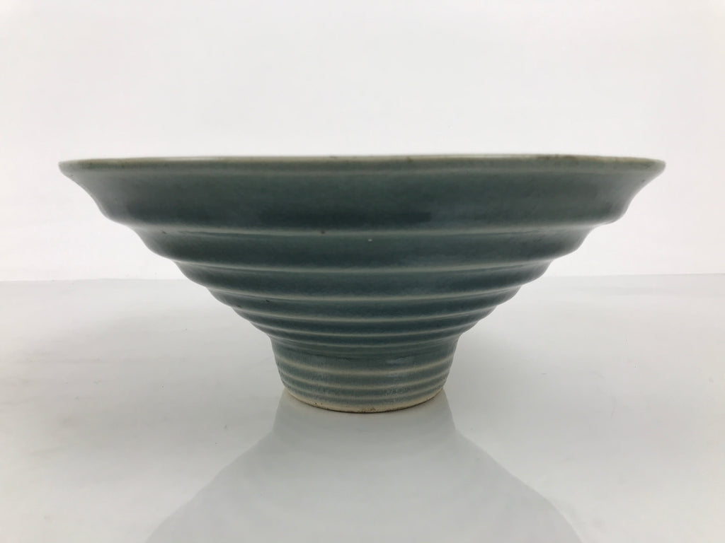 Japanese Ceramic Suiban Flower Vase Pottery Ikebana Accessory Round Blue Y611-KT - Vase-chidorivintage.com